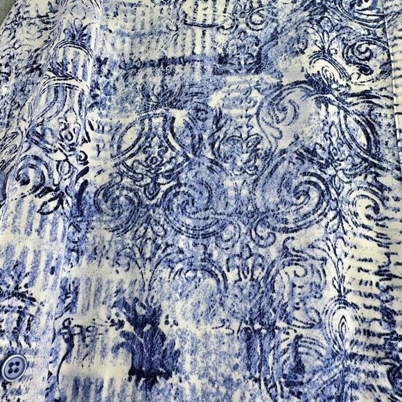 Chico's Fleur-de-lis Blouse Women’s Size 3 Blue XL/16 Easy Care Button Down - Picture 4 of 15